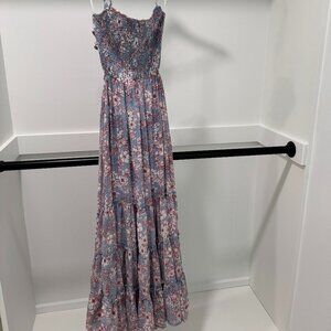 Lulus floral maxi backless halter dress, M